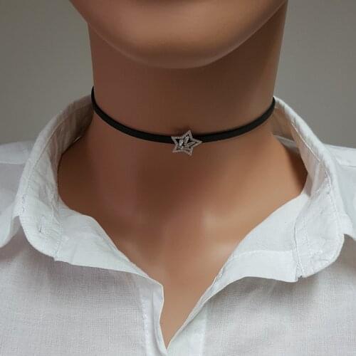 Star Choker Necklace Art Deco Star Choker for Women 925 Sterling Silver Made in TURKEY