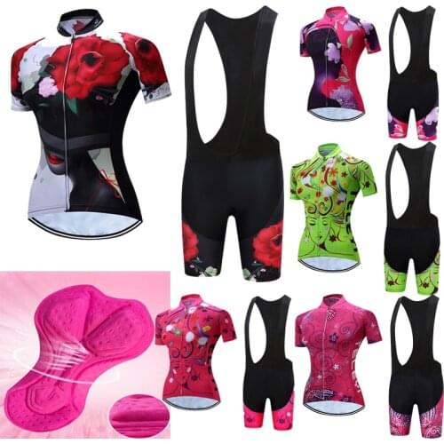 Summer 2021 teleyi woman Cycling Jersey Set MTB Road Bicycle Clothing Breathable Mountain Bike Clothes Quick-Dry Cycling Set