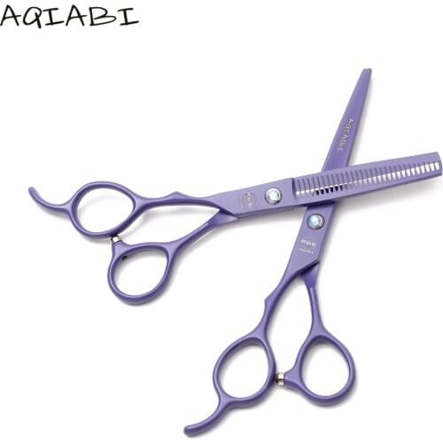 Left-Hand A8001 6'' AQIABI Purple Professional Hair Scissors Barber Shears Cutting Shears Thinning Scissors Hairdressing Scissor