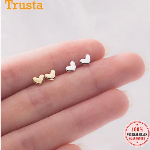 Small Heart Stud Earrings For Women Daughter Girls Kids Birthday Gift Fine Jewelry 925 Sterling Silver Earrings DS019