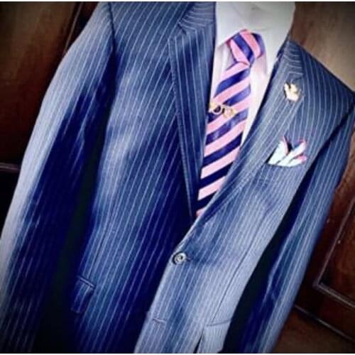2021 High Quality Mens Suits with Pants Stripe Mens Blazer Slim Fit Wedding Male Groom Tuxedos suit Prom (Jacket+Pants)