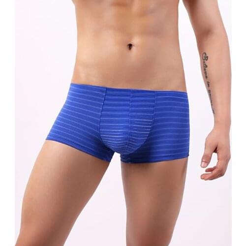 Plus Size Men Boxer Shorts Sexy Bugle Pouch Striped Underwear Slip Hombre Gay Panties Calzoncillos Cueca Boxershorts Trunks 2XL
