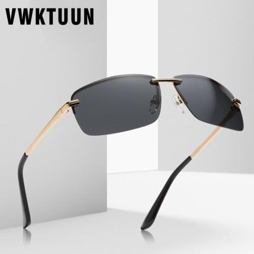 VWKTUUN Polarized Sunglasses Men Rectangle Shades Driving Driver Glasses Fishing Eyewear Rimless Polarized Sunglasses Man