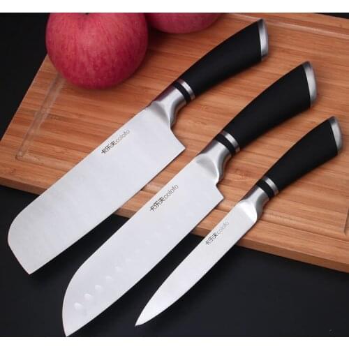 Stainless Steel Kitchen Knife Set 3 PCS Nakiri Chopping Santoku Utility Knife 3Cr14mov Chef Knives Set Super Sharp Cooking Tool