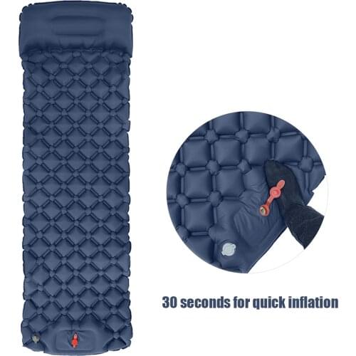 Outdoor Sleeping Pad Camping Inflatable Mattress with Pillow Moistureproof Mat Folding Bed Trekking Ultralight Air Cushion