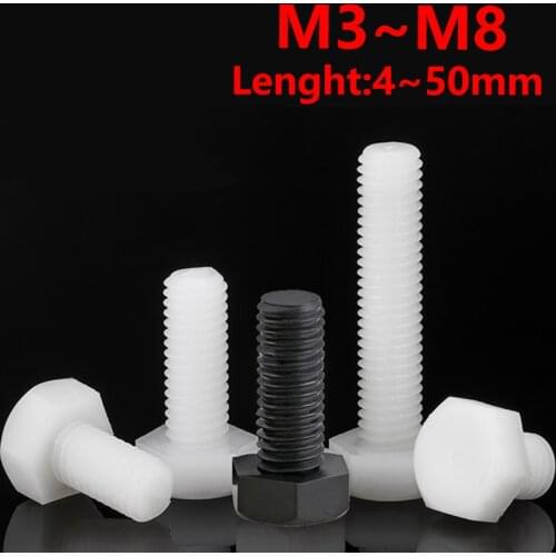 Nylon Outer Hex Bolts Hex Bolts, Plastic Bolts,White Black M3 M4 M5 M6 M8 Isolation Bolts, Pa66, Gb5783,Din933 Insulation