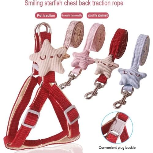 New Pop It Pet Traction Rope Starfish Bra Dog Chain Walking The Dog Rope Vest Style Suit Dog Leash Plush Perros Accesorios
