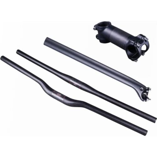 NEW arrive carbon handlebar set flat rise handlebar back seatpost stem road MTB bike cycling parts 27.2 30.8 31.6