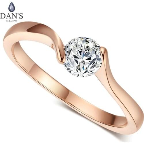 DANS ELEMENT Cubic Zirconia Engagement Rings For Women Rose Gold Color CZ Stone Womens ring Wedding Jewelry Wholesale DER239