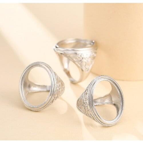 18*23mm 925 STERLING SILVER Semi Mount Bases Blanks base blank Pad men ring Setting set jewelry findings (without stone) A5362