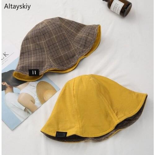 Bucket Hats Women Japanese Style Double-sided Students Outdoor Womens Leisure Vacation Hat All-match Ladies Caps Shade Sun Girls