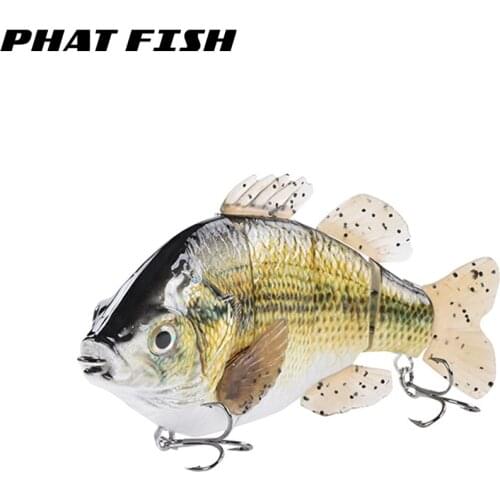 PHAT FISH 1pc 130mm 63g 4 Segments Tilapia Shaped Soft PVC Fins Tails Jointed Lures Hard Plastic Swimbaits