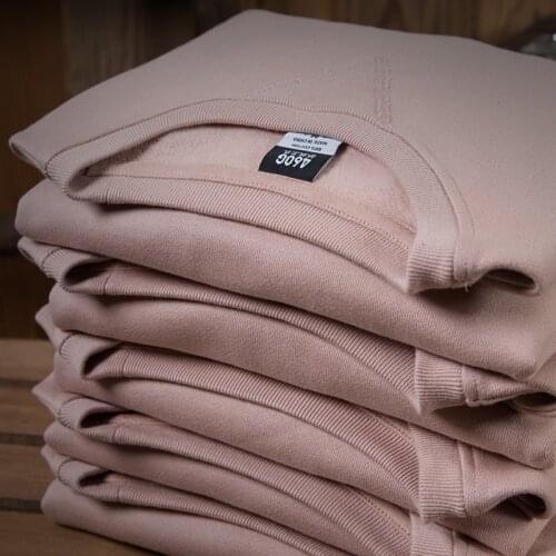 Casual Mens Hoodies Pullover Jacket O-Neck Solid Pink Neck Fashion Autumn Winter Cotton Long Sleeve Streetwear