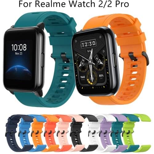 22mm Silicone WatchBand Strap For Realme Watch 2 / 2 Pro SmartWatch WristBand For Realme Watch S / S Pro Bracelet Belt Ремешок