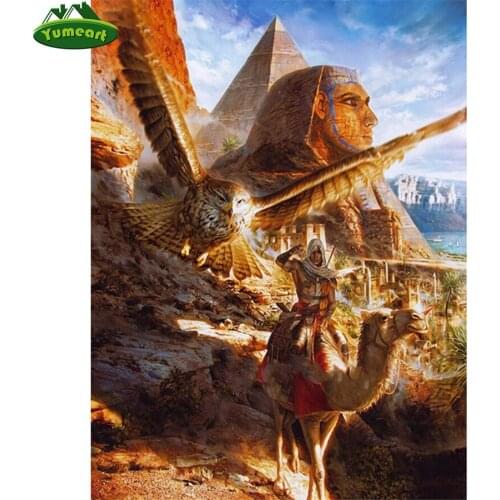 Needlework Diamond Embroidery Egyptian Pyramids Owl Diamond Painting Cross Stitch Full Square Drill Rhinestone Mosaic Art Crafts