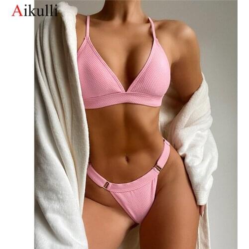 Sexy Solid Bikinis Sets Women Bandage Swimsuits 2021 Summer New Beach Swim Bikini Two Piece Bathing Suit Female Bather Swimwear