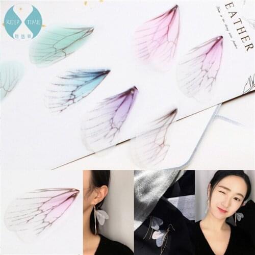 Ritoule DIY earrings earrings accessories thin wing literary temperament Wings Butterfly Pendant Earrings accessories 8mm