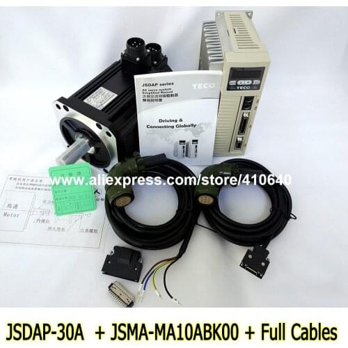 Genuine TECO 1KW Servo Motor JSMA-MA10ABK00 and Servo Motor Drive JSDAP-30A with 28.65 Peak Torque 1/3P AC 220V