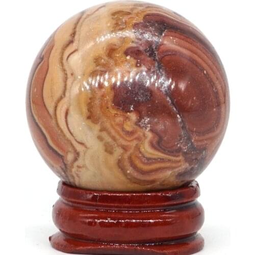 Natural Red Picture Jasper Ball Mineral Quartz Sphere Hand Massage Crystal Ball Healing Feng Shui Home Decor Accessory 40mm