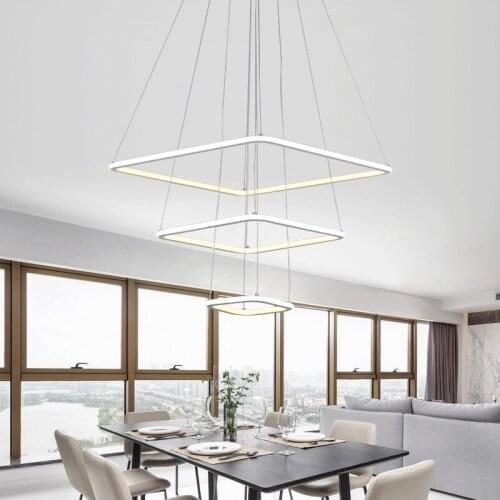 Modern minimalist creative square acrylic LED chandelier Living room dining room bedroom study ceiling lamp commercial lighting