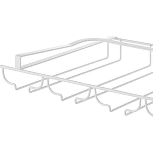 Wine Glass Rack,Under Cabinet Stemware Wine Glass Holder,Glasses Storage Hanger,Metal Organizer for Bar Kitchen,White
