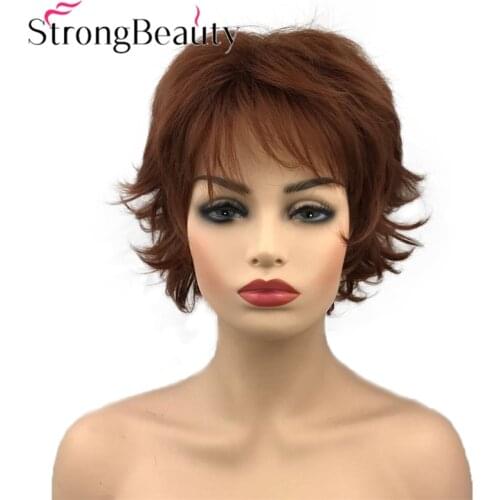 StrongBeauty Short Wavy Wig Natural Women Hair Synthetic Wigs Daily Wig Heat OK