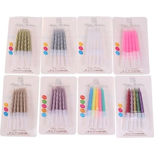 10pcs/set Thread Birthday Candles Cake Candle Wedding Party Decoration Supplies Stand Cake Candle Wholesale