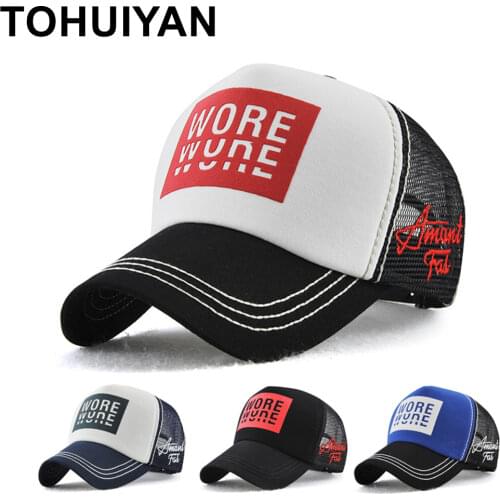 TOHUIYAN Fashion Trucker Cap Men Letters Printed Baseball Caps Summer Breathable Mesh Hat Casual Gorras Snapback Hats for Women