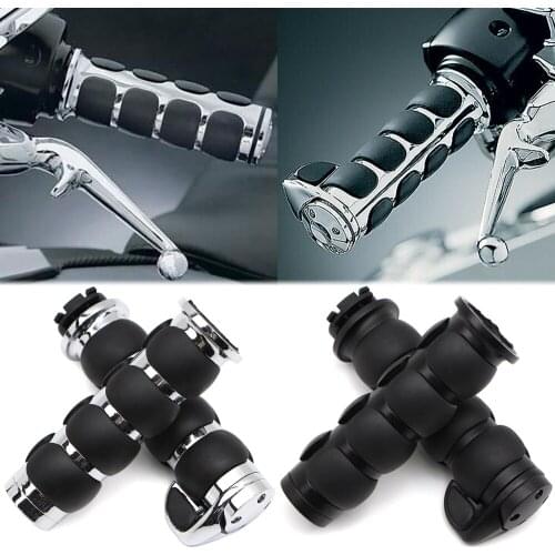 Universal Motorcycle 1'' Handlebar Hand Grips for Harley Ducati Honda Kawasaki Suzuki Yamaha Handle Grip Aluminum Chrome / Black