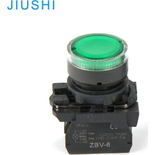 XB5-AW3361 silver contact push button switch LED green 24v220v