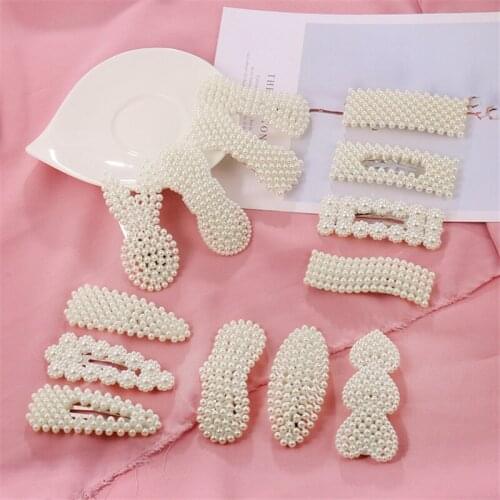 New Fashion Women Elegant Pearl Alloy Hair Clips Headbands Female Sweet Valentines Day Hair Pins Hair Accessories