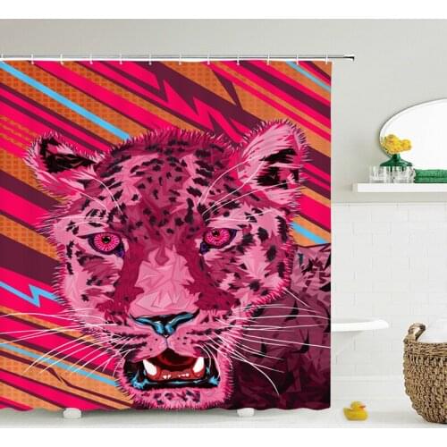 Colorful Animals Tiger Pattern Bathroom Curtain Decor Waterproof Polyester Eco-Friendly Shower Curtains 180*180cm & 200*180cm