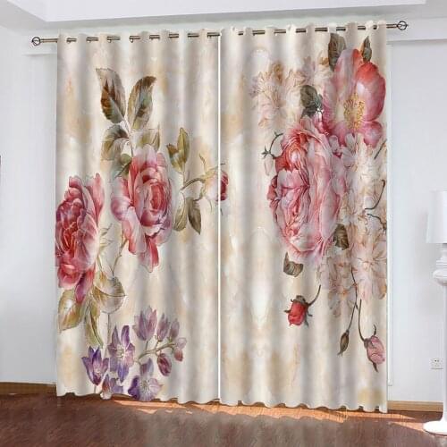 Custom Size 3D Painting Flowers Backdrop Windows Curtain Living Room Bedroom Kitchen Home Decor Insulation And Sun Protection