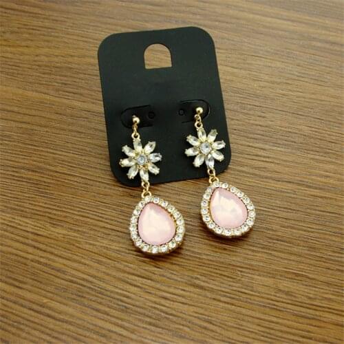 Women Special store Luxury Palace Diamante pink rhinestone water drop pendant hanging Earrings brincos female earing