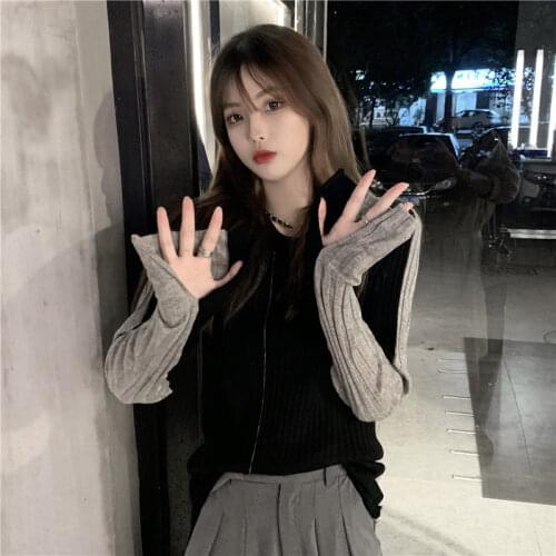 Woman Sweaters Pullover Autumn Winter Contrast Color Pullover Sweater Sweater Outerwear Top Femme Chandails