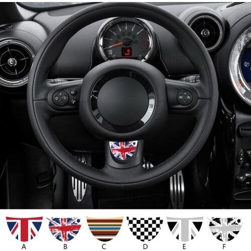 1PC Union Jack Car Steering Wheel Adhesive-vinyl Decal Sticker For MINI Coopers JCW R55 R56 R57 R60 R61 Car Styling Accessories
