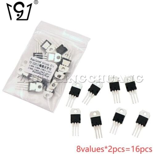 16PCS TO-220 three-terminal voltage stabilizer package L7805 L7809 7812 7815 LM317 8values*2pcs