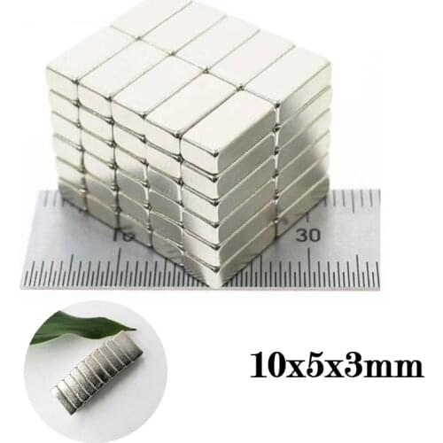 100Pcs Magnet Rectangular Magnet Super Strong Neodymium Magnet 10mm x 5mm x 3mm