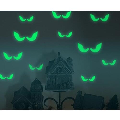 50Set 18Pcs/set Glowing In The Dark Eyes Wall Glass Sticker Halloween Decoration Decals Luminous Home Ornaments- Green