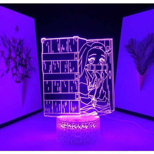 Demon Slayer Anime Figure Nezuko Kamado Acrylic LED Night Lamp for Bedroom Decorative Birthday Gift 3D Table Light