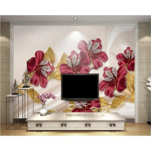 Beibehang Custom wallpaper 3D luxury diamond flower jewelry TV background wall papel de parede 3d wallpaper mural papier peint