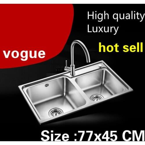 Free shipping kitchen double groove sink do the dishes 304 stainless steel standard hot sell 770x450 MM