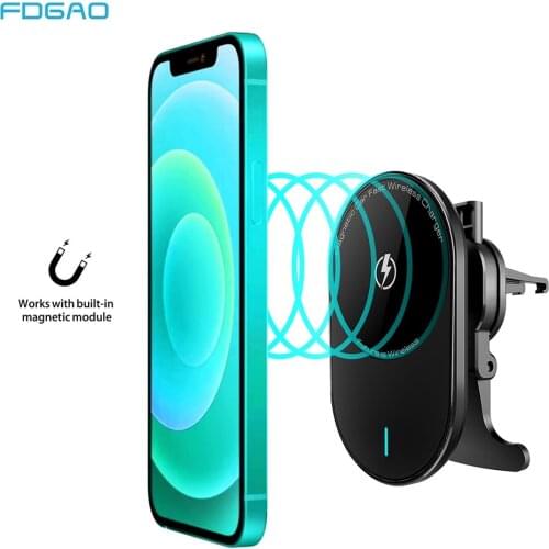 Magnetic Qi Car Wireless Charger 15W Fast Charging for Magsafe iPhone 12 Pro Max Samsung S21 S20 Air Vent Mount Car Phone Holder