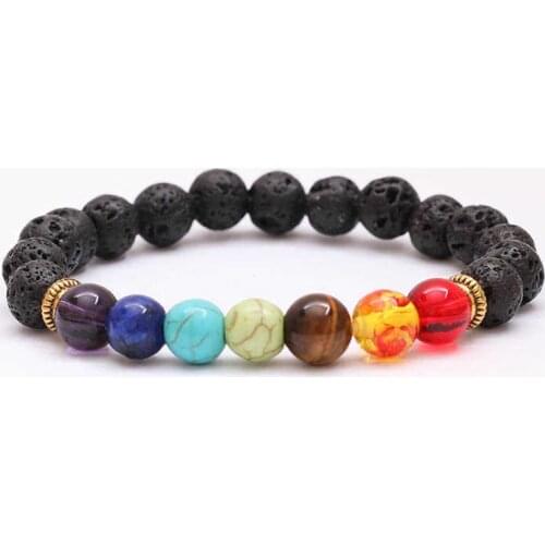 7 Chakra Natural Stone Energy Bracelet Charm Fashion Yoga Jewelry Elastic Rope Beaded Bangle Men and Women Friendship Gift