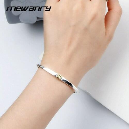 Mewanry 925 Sterling Silver Bracelet for Women Trend Elegant Vintage Simple Sweet Smiley Party Jewelry Birthday Gifts Wholesale