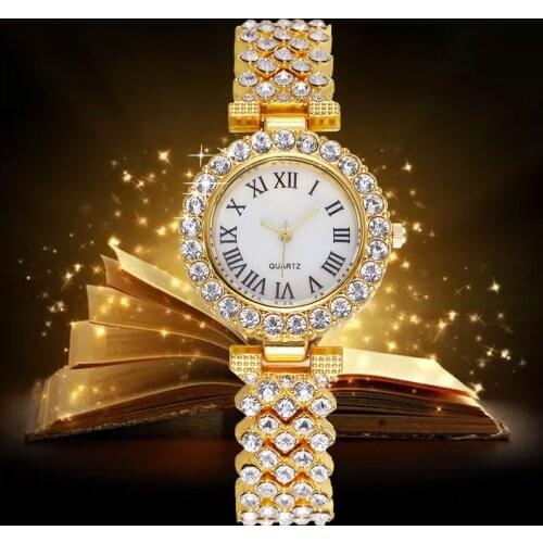 Hot Watch for Womens Top Brand Luxury Full Diamond Watch Female Rose Gold Watches Military Quartz Wristwatch Relogio Masculino