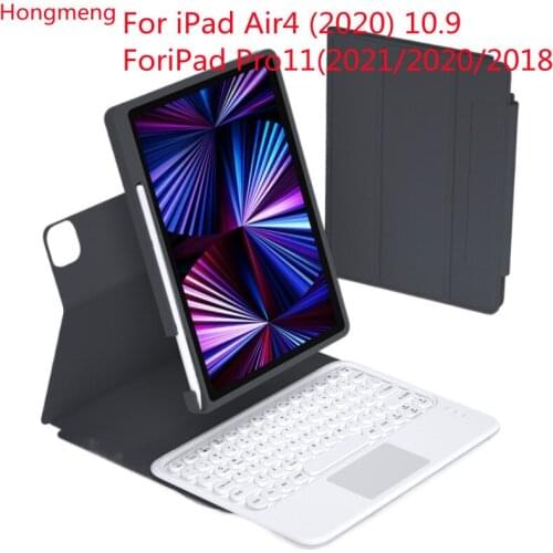 Hongmeng Bluetooth Keyboard Cover Removable Round withTouchpad Pencil Cases For Ipad Air 4 10.9 Pro 11 Case Wireless Keyboard