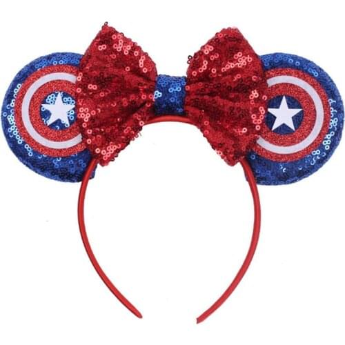 Disney Hairband Bows Ear Hairband Girls Women Big Sequins Ears DIY Kids Hair-Accessories Headband Kawaii New Colors
