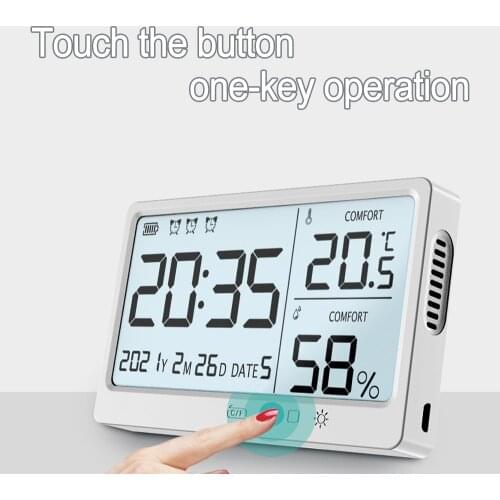 LCD Large Screen Electronic Temperature Humidity Meter High Precisions Electronic Temperature Hygrometer Alarm Clock MY-13