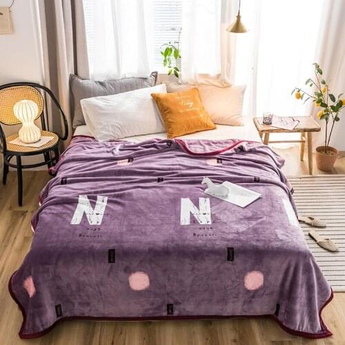 Purple High quality Thicken plush bedspread blanket 200x230cm High Density Super Soft Flannel Blanket for the sofa/Bed/Car